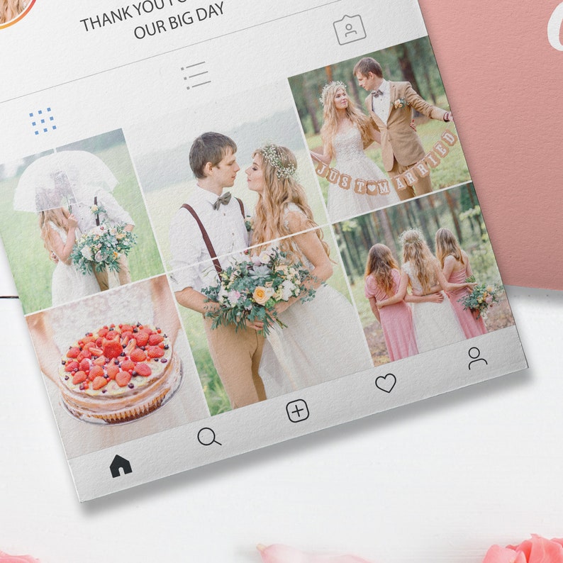 Pink Personalized Instagram Thank You Cards Custom Insta Story Board Cards Social Media Wedding Cards PRINTED