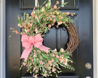 Mother\u2019s Day gift wreath for front door summer door decor wreath for Mom everyday wreath Whimsical Floral wreath