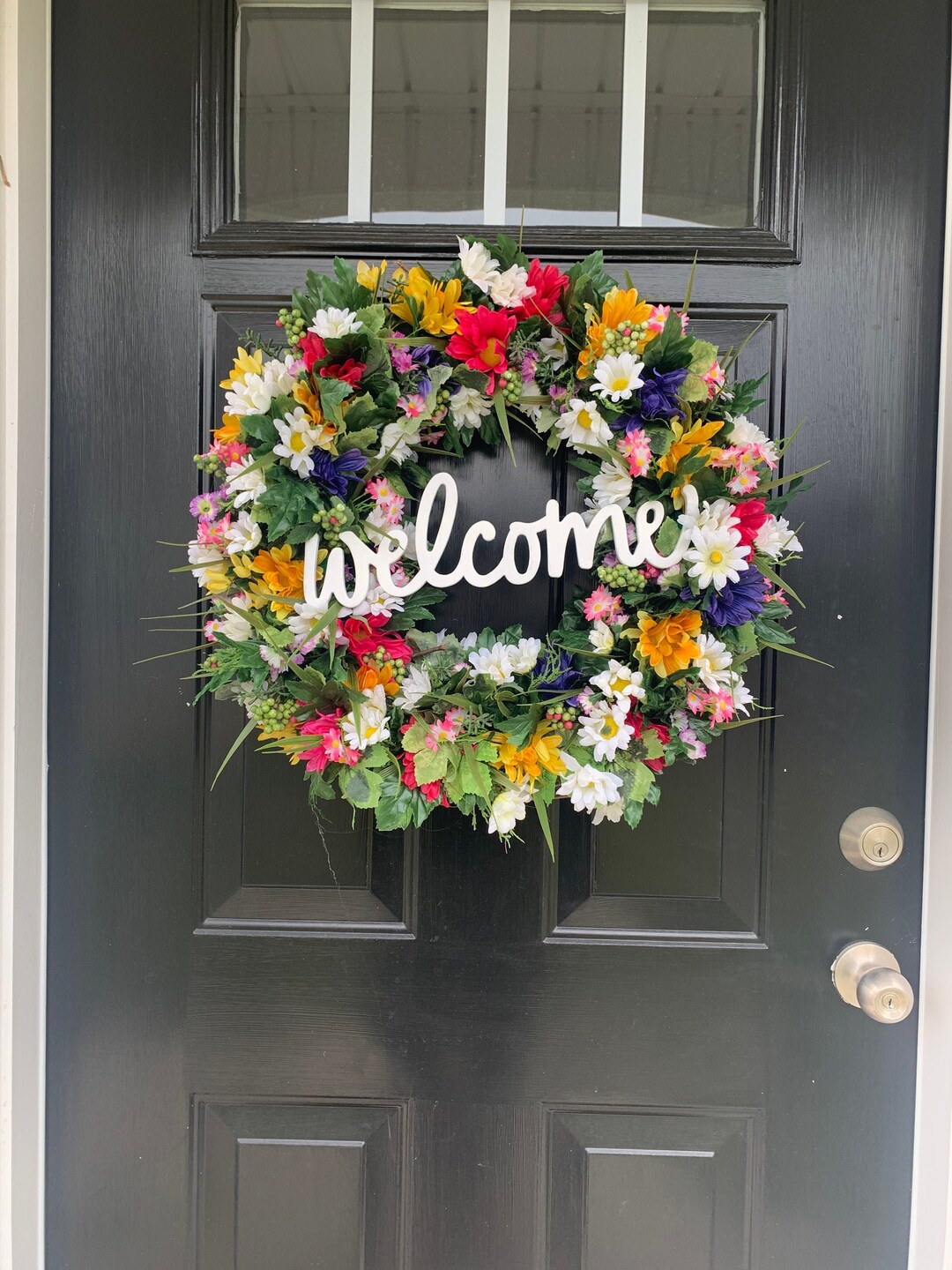 Spring Wreath for Front Door Spring Wreath Welcome Wreath