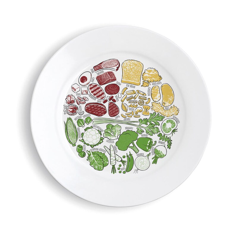 Melamine Healthy Portion Plate Picture/dishwasher Safe Etsy