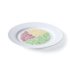 Melamine Healthy Portion Plate Word Cloud/Dishwasher Safe image 2