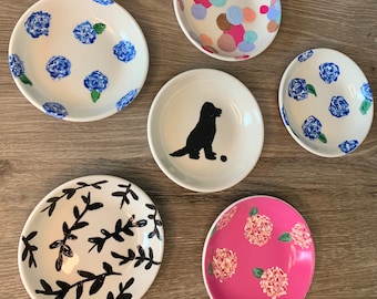 White Porcelain 4” Painted Ring Dish