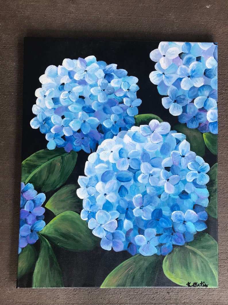 Blue Hydrangeas Original Painting Etsy