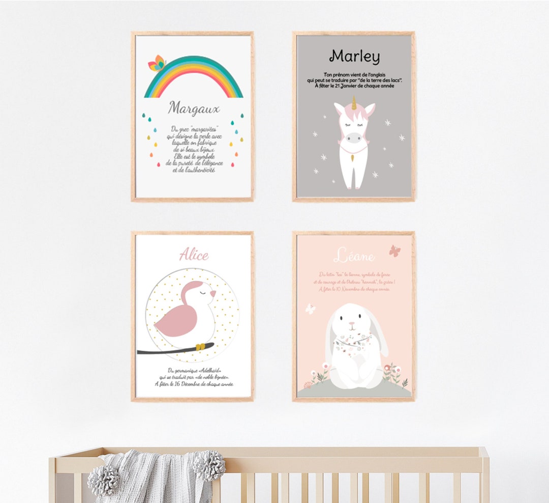 poster-origin-of-first-name-rainbow-unicorn-rabbit-or-bird-etsy