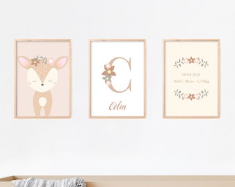 Personalized deer triptych