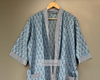 EXPRESS DELIVERY- Cotton kimono Robes, Florl print Kimono, Soft and comfortable Bath robes, wrap dress, House Coat Robe