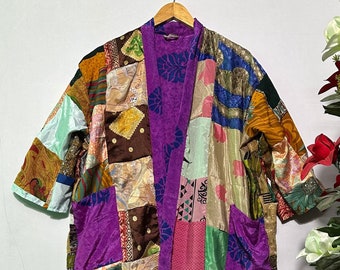 Japanese Style Kimono, Kimono Robe, Indian Silk Kimono, Long Silk Kimono Shower Robe, Vintage Silk Kimono,Silk Robe, Dressing Gown