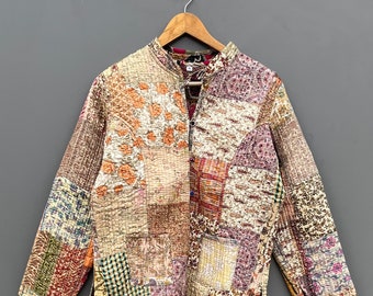 Giacca trapuntata patchwork, giacca e gilet Boho, giacca Boho, giacca con motivo patchwork, regalo per lei, giacca sarong a tenda lunga