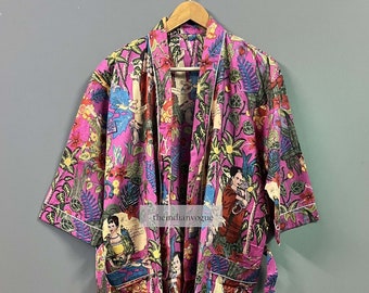 Kimono best-seller, peignoir en coton, robe de chambre pour nuit, robe d'été, kimono fait main, robe pour femme, kimono long, tenue de plage.
