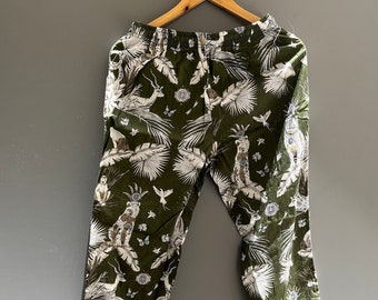 Pantalon de pyjama indien en coton à imprimé floral fait main, pantalon de détente pour femme, pantalon de plage, pantalon pantalon à fleurs
