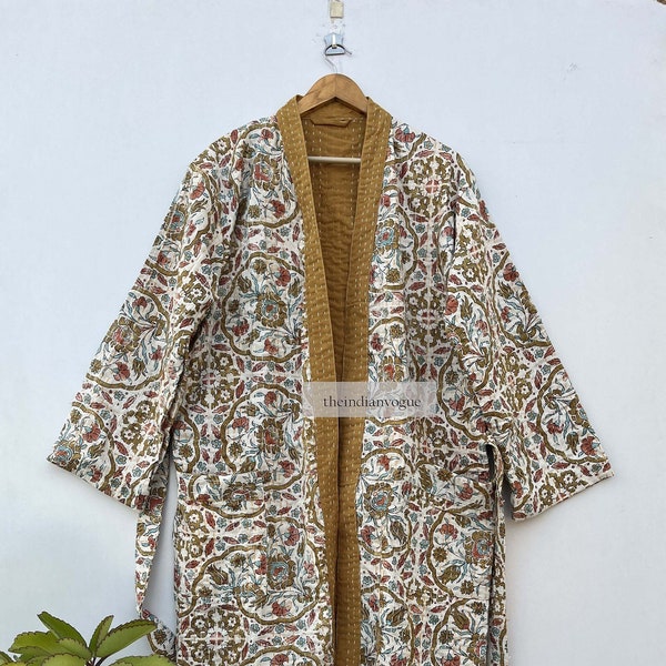 Women Wear Kantha Robes, Winter Wear Kantha Jacket, Quilted Kantha Jacket, Women Kantha Robe, Kantha Kimono Robes, Bridesmaid Robe,