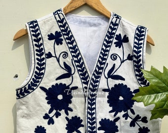 Best Seller Cotton Suzani Floral vest, Vest Short coat, Boho Jacket Coat, Embroidery coat, Sleeveless Bridesmaid Gift Suzani vest
