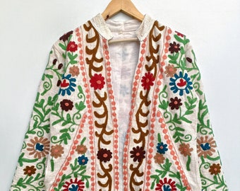 New Suzani Embroidery Jacket, Winter Jacket, Womens Coat, Quilted Jacket, Unisex Coat, Suzani Short Quilted Jacket