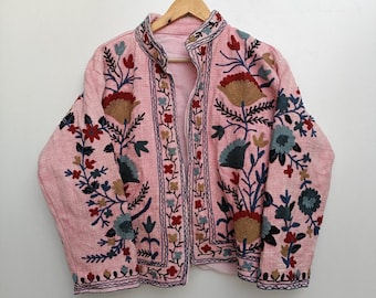 Handmade Suzani TNT Jacket: Embroidered Indian Short Coat