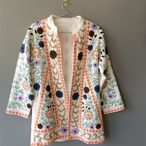 Suzani Hand Embroidery Jacket Coat, Women Wear Winter Jackets, Bridesmaid Gift, Winter Jacket,Suzani kimono robe