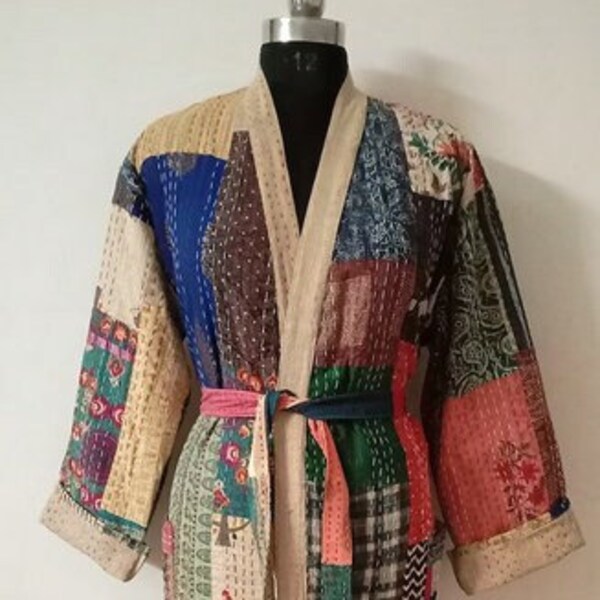 226009 Vintage Floral Cotton Kimono Robe: Patchwork