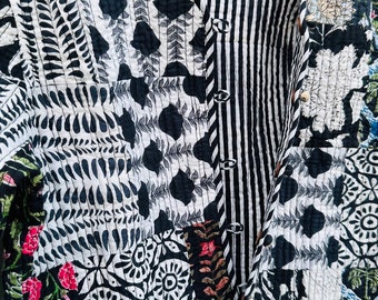 Giacca trapuntata Kantha patchwork: cappotto corto in stile boho