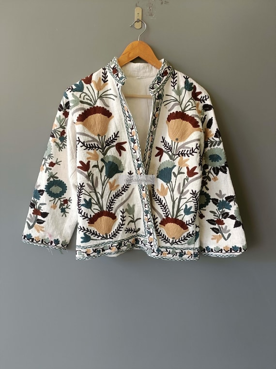 Handmade Suzani Embroidery Jacket: Ethnic Boho Coat