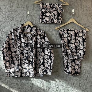 Hand Block Print Cotton Pajama Set: Indian Lounge Sleepwear