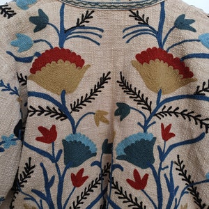 Giacca da abbigliamento invernale con ricamo Suzani, giacca trapuntata da donna Cappotto etnico unisex, giacca corta Suzani immagine 7