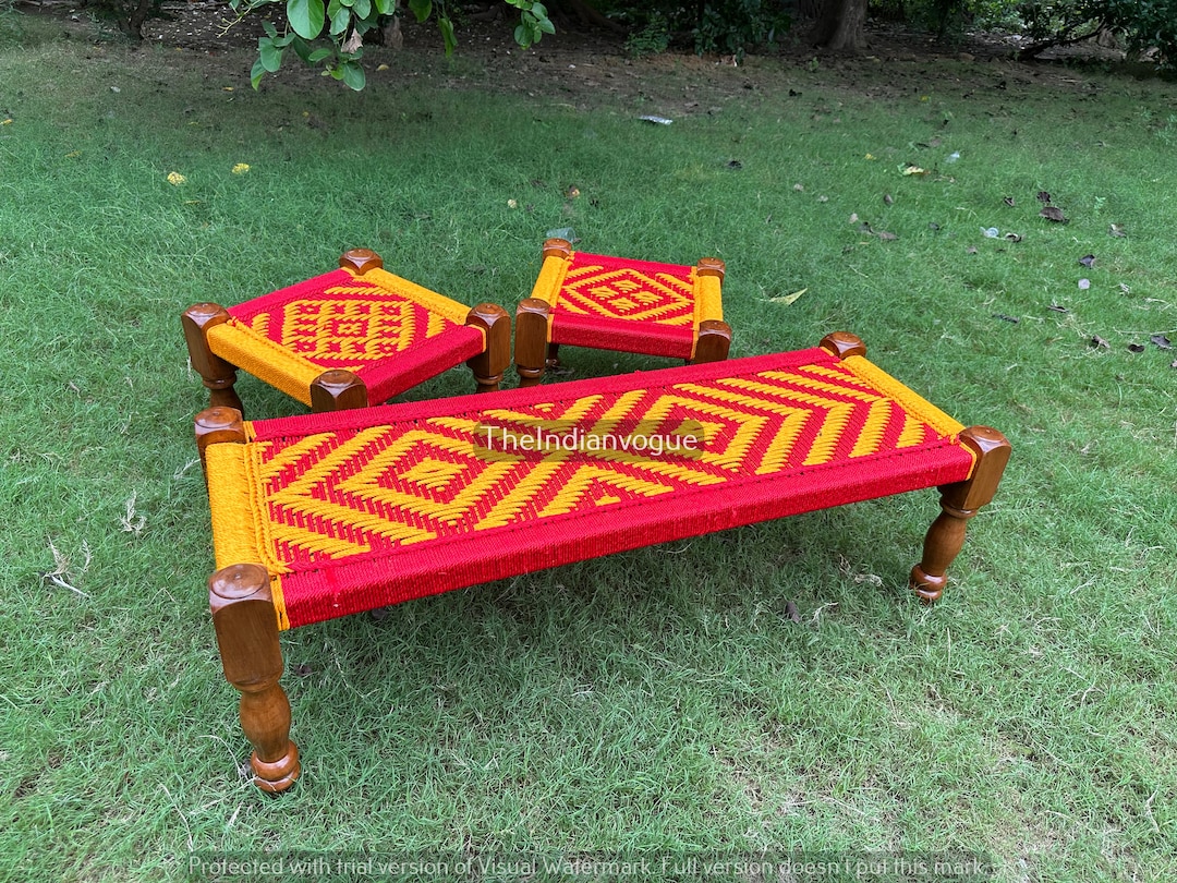 Traditional Indian Khat Handcrafted Ethiopian Khat Bed Unique Cultural