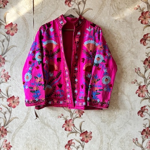 Hand Embroidered Suzani Jacket: Cotton Short Coat