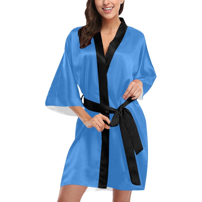 Bridesmaid Robes Luxurious Short Kimono Robe Baby Blue