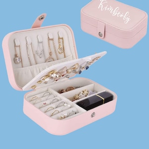 Personalisierte Schmuckschatulle Reise Schmuck Organizer Cases, Schmuck Aufbewahrungsbox für Halskette, Ohrringe, Brautjungfer Geschenk