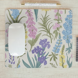 Mouse pad Vintage Flowers Mousepad Floral Office Decor for Desk Aconite Flowers Mousepad Gift Coworker Boss T14