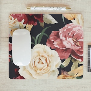 Mousepad Peony Flowers Mouse pad Roses Office Decor for Desk Accessories floral Mousepad Gift for Boss Colleague A291