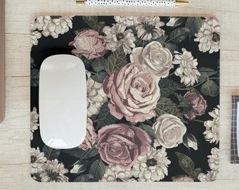 Roses Mouse Pad Vintage Floral Mousepad Office Decor for Work Desk Accessories Retro Flowers Gift Coworker Boss A674