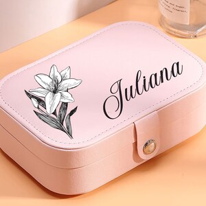 Flowers Jewelry Box Personalized Travel Jewelry Holder Girly Jewelry Storage Box for Necklace, Bridesmaid Gift, Rings Display JB10