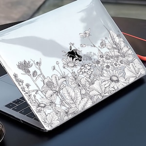 Flowers Case For MacBook Air 15 2024 White Laptop Case 11&quot; 13&quot; 15&quot; 14&quot; Meadow Clear MacBook Pro 16 MB334