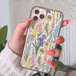 Wild Flowers Case For iPhone 16 Pro Max iPhone 13 Case Clear iPhone 14 Plus Case iPhone 12 Mini Aesthetic iPhone 15 XR U207