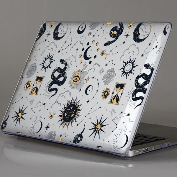 Alchemy Case For MacBook Air 13 Esoteric Moon MacBook Air M2 2023 Retina Touch Bar 11" 15"16" Stars Snakes Case For MacBook Pro 143 MB129