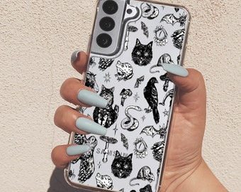 Mystic Katten Case Voor Samsung S23 Ultra Voor Samsung A54 A14 A32 Galaxy S22 Galaxy A52 Halloween Case Voor Samsung s21 Plus U557