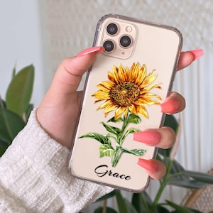 Sunflower Case For iPhone 16 Pro iPhone 14 Pro Case Name iPhone 15 iPhone 13 Personalized iPhone XS Flowers For iPhone 12 U251