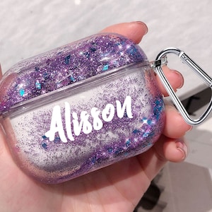 Pink Glitter Case For AirPods Pro Custom Personalized AirPods 1 2 Clear Quicksand Name Initials AirPods 3 AP51