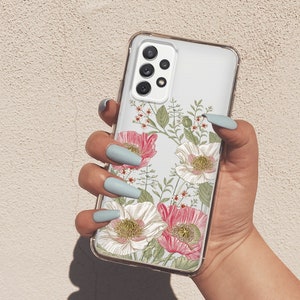 Pink Flowers Case For Samsung S24 Galaxy A15 5G Vintage Case For Galaxy S23 Plus For Galaxy A03S A13 Aesthetic Case For Samsung A51 U330
