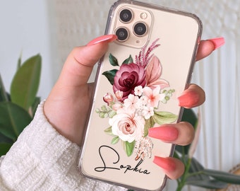 Peony Flowers Case For iPhone 15 Pro Max Personalized iPhone 13 Case iPhone 14 Pro iPhone 11 Pro Clear Case For iPhone 12 Pro Max U161