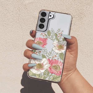 Aesthetic Flowers For Samsung A32 For Galaxy A53 Galaxy A15 For Galaxy A03s Fits Galaxy S24 Pink Poppies For Samsung a42 Galaxy S23 FE U330