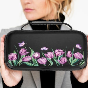 Tulips Switch Case Made For Nintendo OLED / Switch Lite Protective Bag Spring Flowers Hard Pouch For Switch Accessories WC34