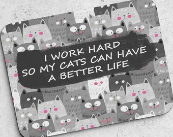 Cats Mouse pad Funny Mousepad Gray Office Decor for Women Desk Accessories Cats Quote Gift for Coworker Cat Lover Boss
