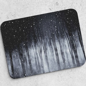 Mouse Pad Night Forest Office Decor Winter Desk Accessories Snow Trees Mousepad Gift for Coworker Boss Colleague A801