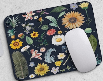 Mouse pad Floral Mousepad Botanical Office Decor Desk Accessories Blue Floral Gift for Colleague Boss A816