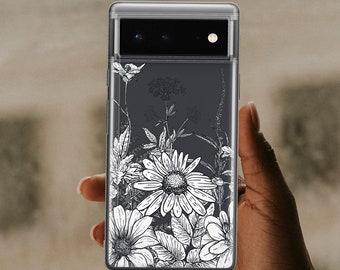 White Flowers Case For Google Pixel 8 Pro Pixel 5a 5G Clear Case for Google 4A Pixel 7 Pro Case Fits Pixel 6 Pixel 7A U477