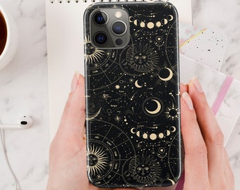 Moon Sun Case For iPhone 12 Pro Max iPhone 11 Case Stars iPhone 11 Pro Max Case iPhone 12 Mini Celestials Case For iPhone XS Max XR U197