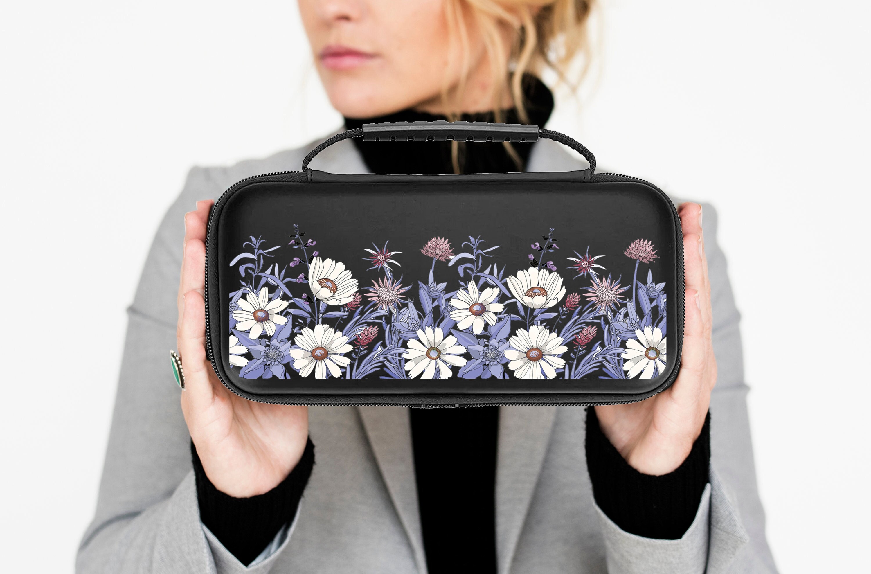 Aesthetics Switch Case Compatible with Nintendo Switch OLED / Switch LITE Protective Bag 20 Games Flowers Pouch For Switch Accessories U340