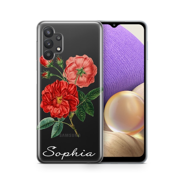 Rosen Hülle für Samsung A32 5G Samsung S23 Galaxy A52 für Galaxy A01 Hülle für Galaxy A54 S20 FE Hülle personalisierte Name für Samsung A42 U258