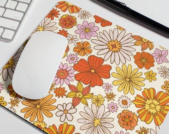 Mouse Pad Groovy Flowers Mousepad Office Decor for Women Desk Accessories 70es Hippie Mousepad Gift for Coworker Boss MB258